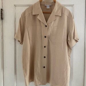 Men's Tan Short Sleeve Shirt resort button down